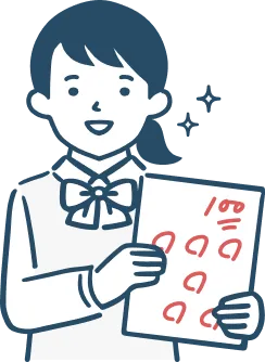 女子高生が100点の答案用紙を持っているイラスト